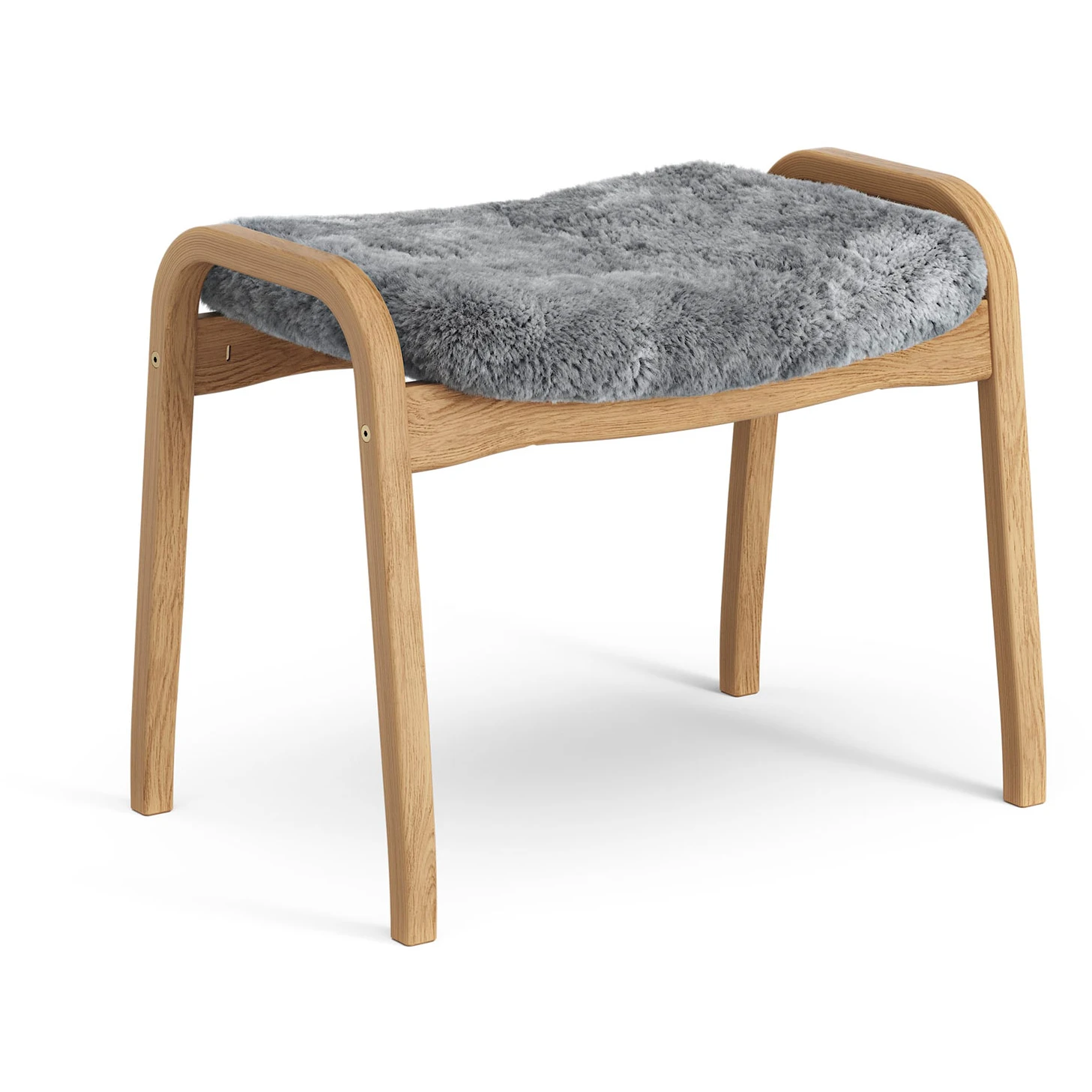 Lamino Oak Sheepskin Scandinavian Grey - Footstools - Yngve Ekström - Grey - Wood/textile/wool