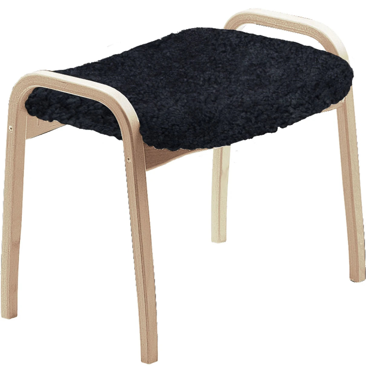 Lamino Stool, Beech, Sheepskin Black - Footstools - Yngve Ekström - Black - Wood/wool