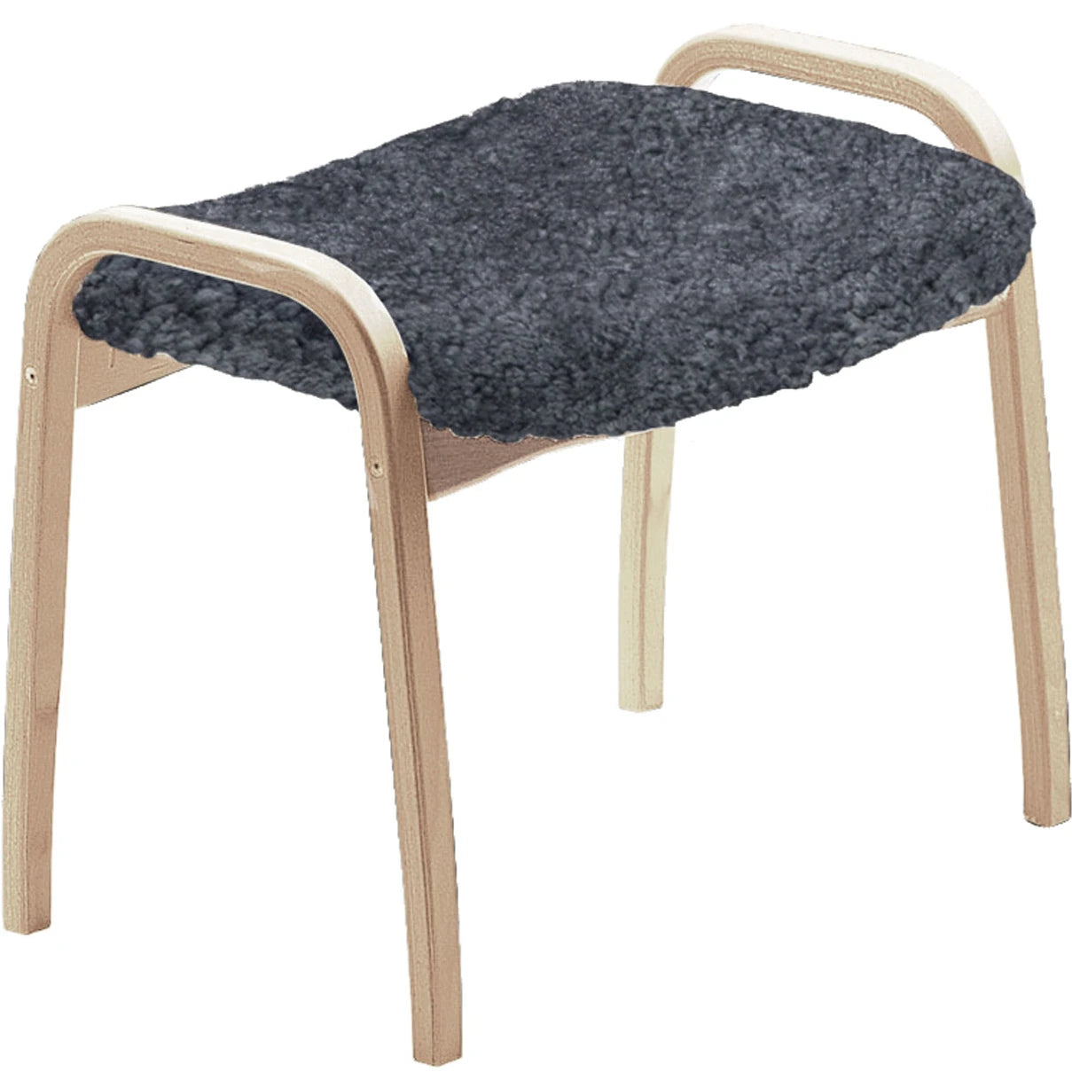 Lamino Stool, Beech, Sheepskin Charcoal - Footstools - Yngve Ekström - Grey - Wood/wool