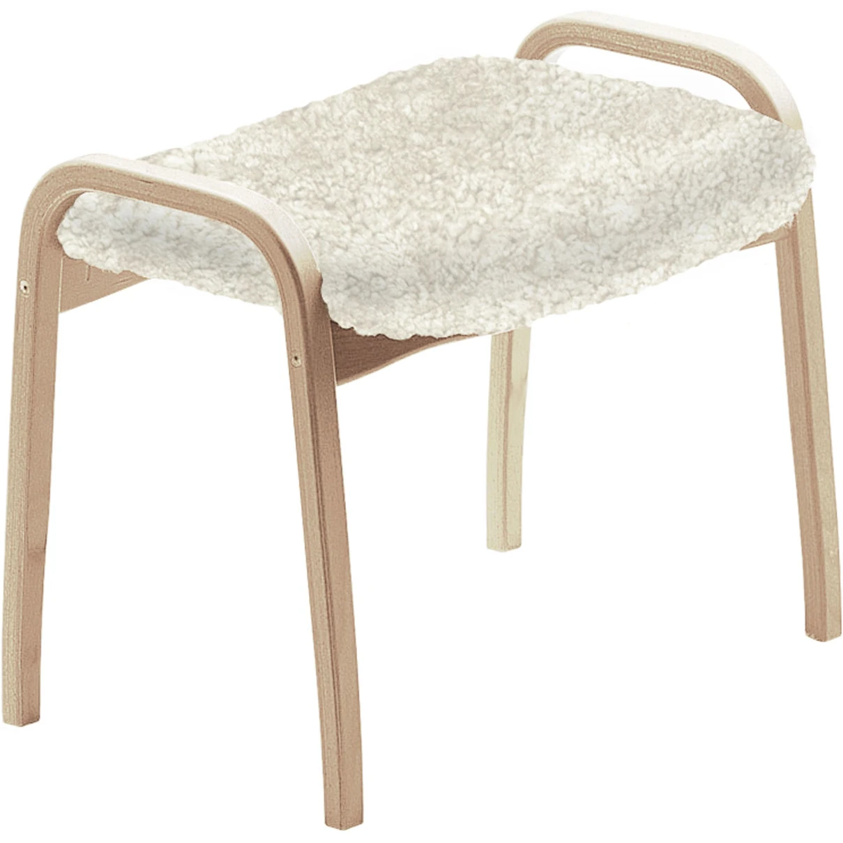 Lamino Stool, Beech, Sheepskin Off-white - Footstools - Yngve Ekström - White - Wood/wool