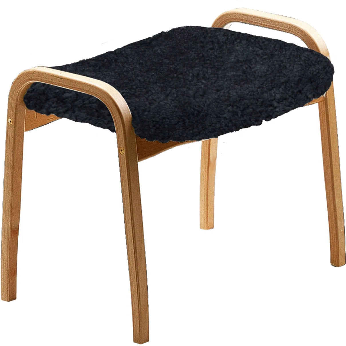 Lamino Stool, Oak, Sheepskin Black - Footstools - Yngve Ekström - Black - Wood/textile/wool