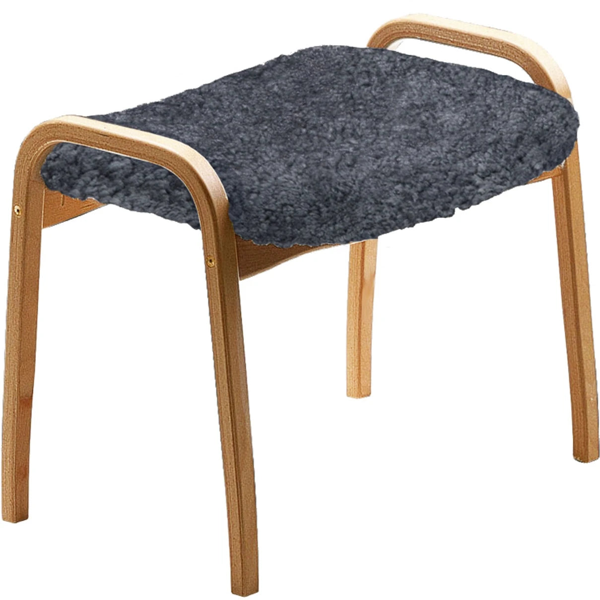 Lamino Stool, Oak, Sheepskin Charcoal - Footstools - Yngve Ekström - Grey - Wood/textile/wool