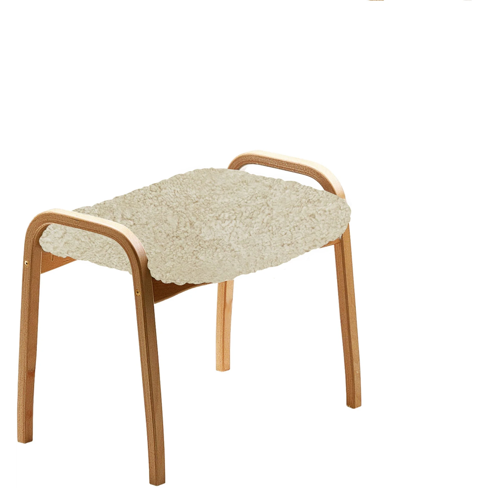 Lamino Stool, Oak, Sheepskin Moonlight - Footstools - Yngve Ekström - White - Wood/textile/wool