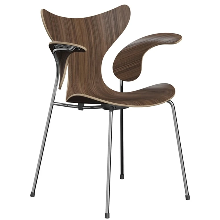 Liljan 3208 Karmstol Lacquered Walnut-chrome