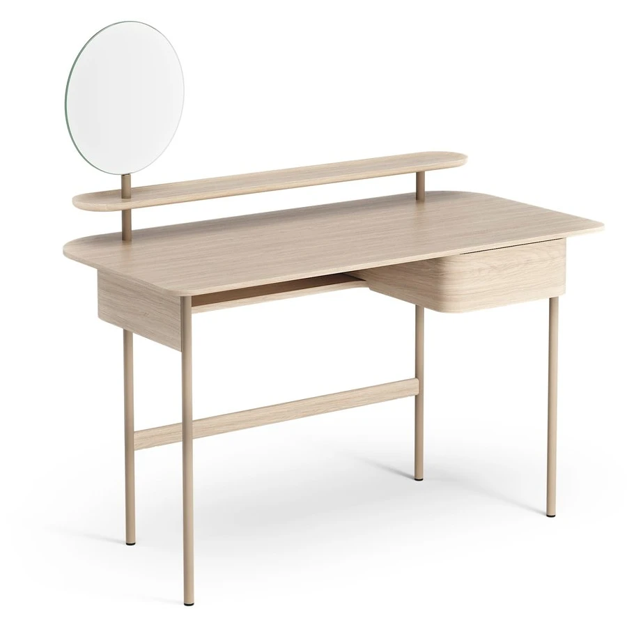 Luna Desk With Drawer, Shelf And Mirror Oak