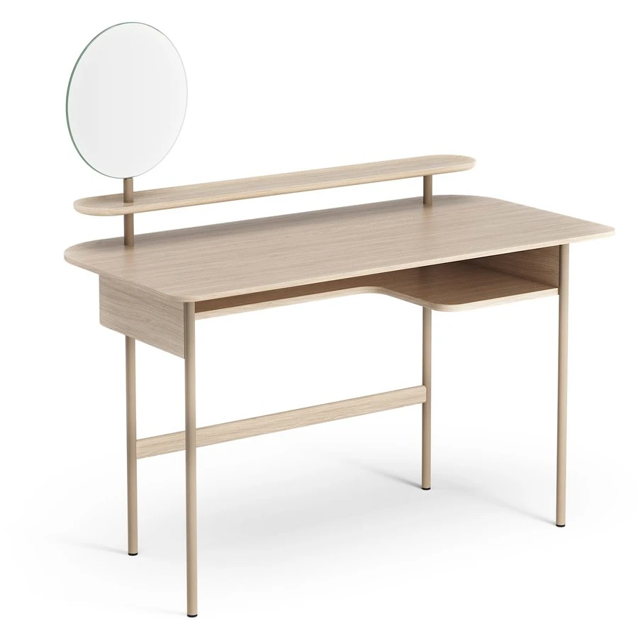 Luna Desk With Shelf And Mirror Oak