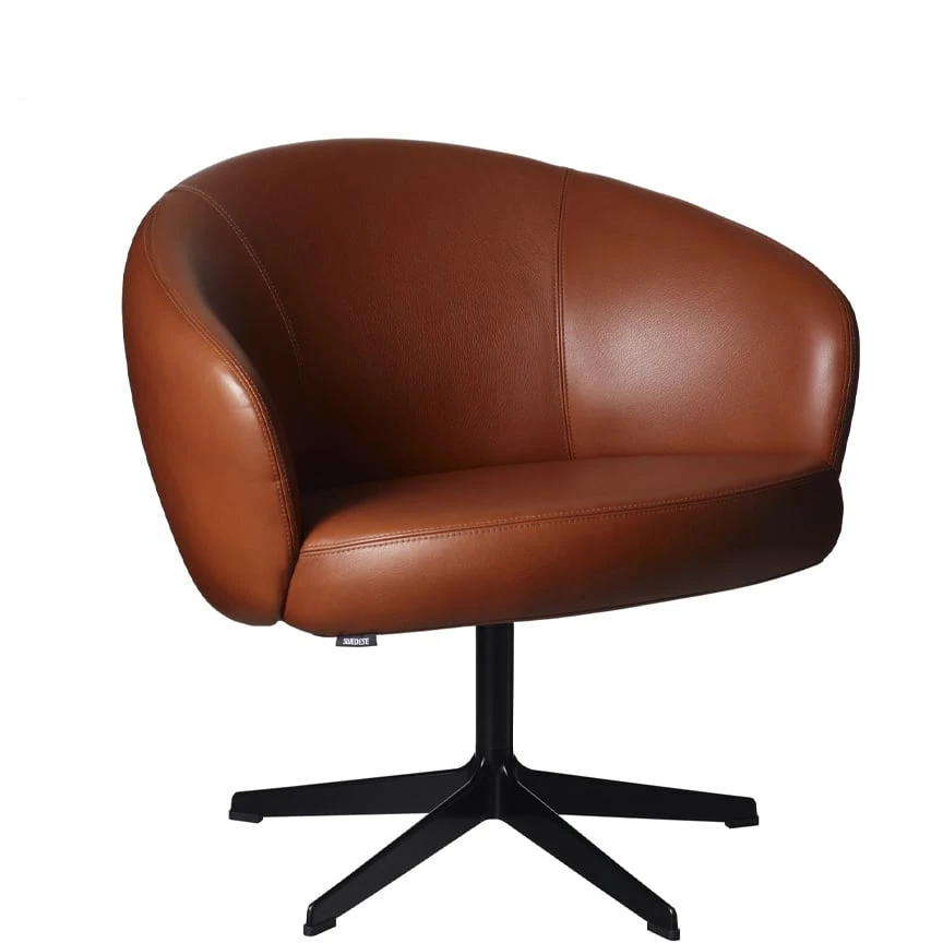 Rondino Armchair Leather Elmosoft 33001 Brown, Black Lacquered Base