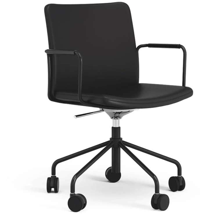 Stella Office Chair Can Be Raised/lowered With Tilt Leather Elmosoft 99999 Black, Black Stand, Flexible Back