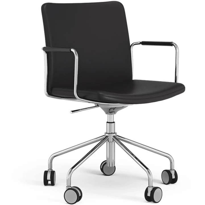 Stella Office Chair Can Be Raised/lowered With Tilt Leather Elmosoft 99999 Black, Chrome Stand