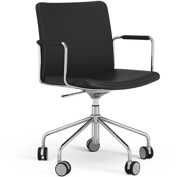 Stella Office Chair Can Be Raised/lowered With Tilt Leather Elmosoft 99999 Black, Chrome Stand