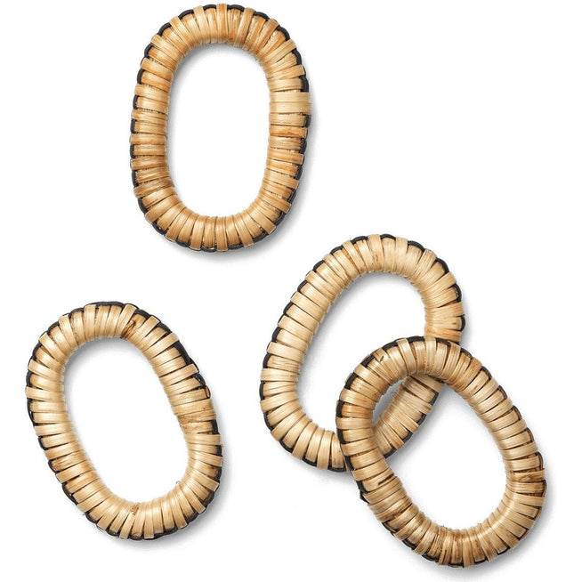 Photo of Weave Napkin Rings - Servietring - Weave Napkin Rings - Set Of 4 - Natural/black - W6.7 X D4.7 X H0.8 Cm