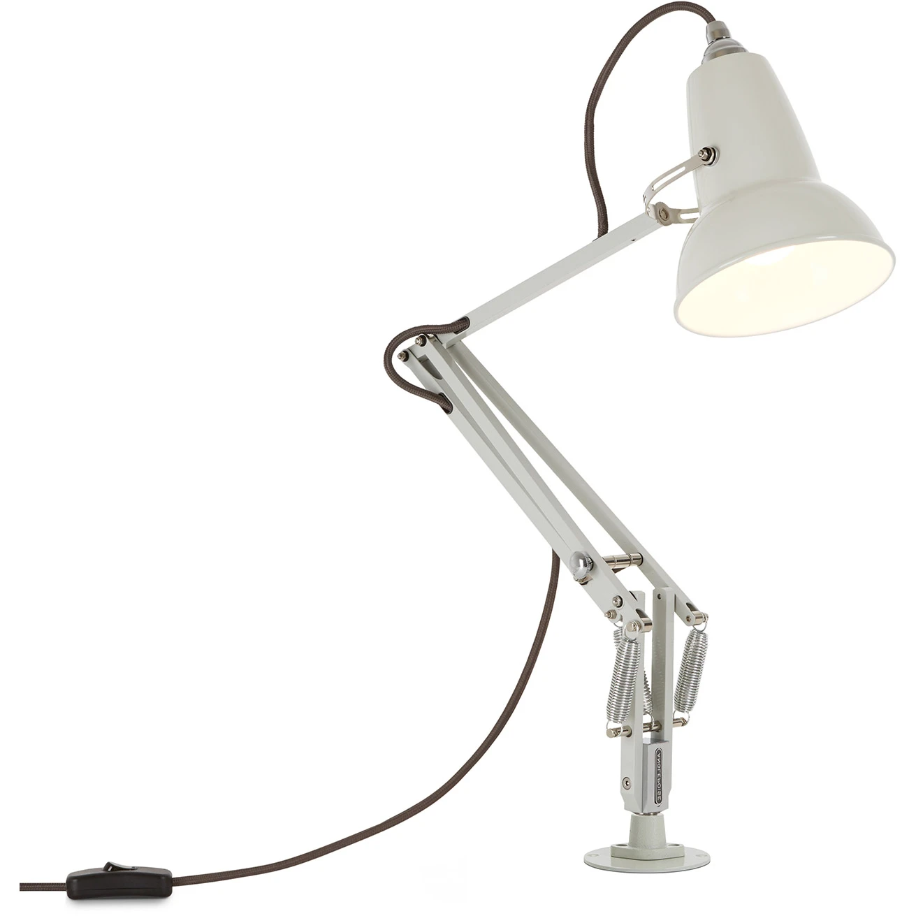 Original 1227 Mini Desk Lamp Fixed Base Jet Black Linen White - Skrivbordslampor - George Carwardine - Vit