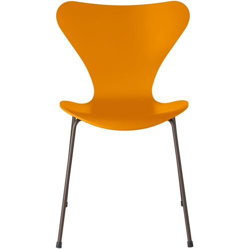 Photo of 3107 Seven, coloured box, Venetian Red, Underframe Brown Bronze - Dining chairs - Arne Jacobsen - Red - Metal/wood
