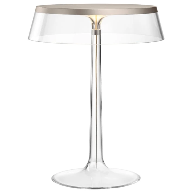 Photo of Bon Jour T Table Lamp Transparent, Matte Chrome Top