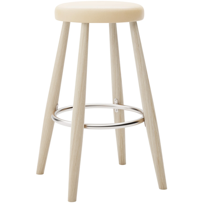 Photo of Carl Hansen - Ch58 Low Stool, Soaped Oak, Leather Group C Sif - 90 - Bar stools & Bar stools - Hans J. Wegner - Wood - Leather/metal/wood