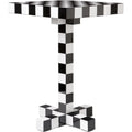 Chess Table - Small Table & Side Table - Front Design - Black, White - Mdf/Metal
