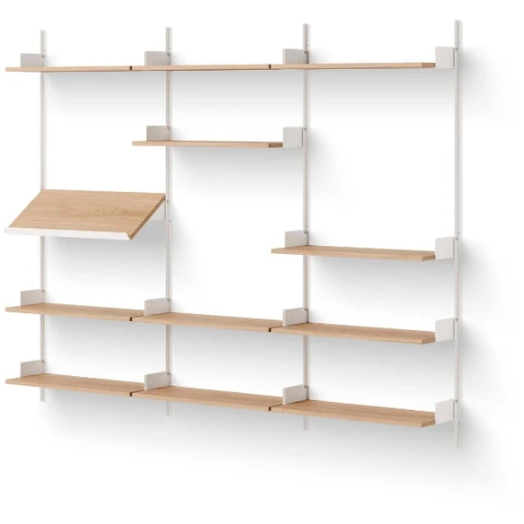 Photo of New Works Display Shelf - Reolsystem - Oak / White - H190 X W243.5 X D30.5 Cm