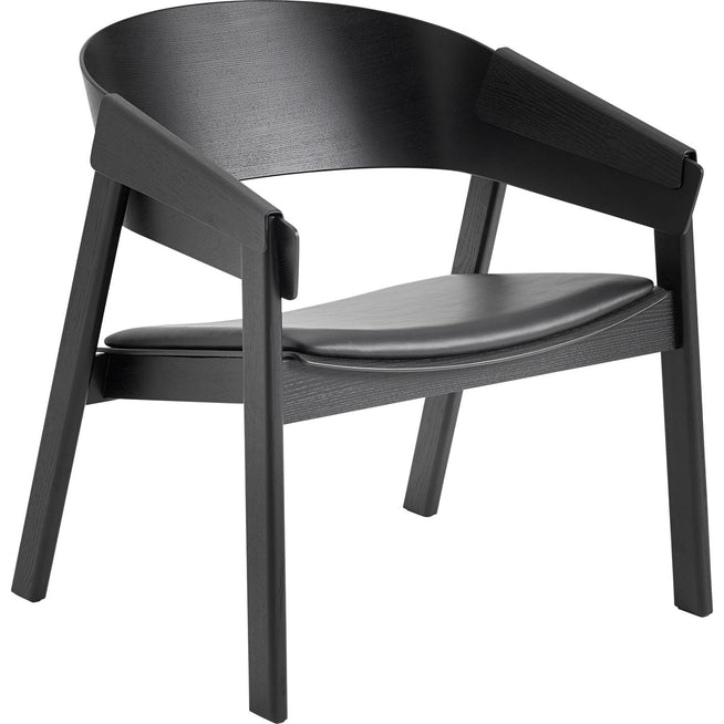 Photo of Cover Lounge Chair, Silk Leather - Black/black - Armchairs - Thomas Bentzen - Black - Leather/wood