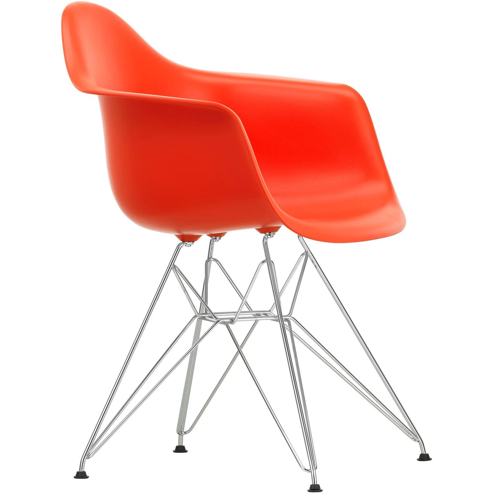 Eames Plastic Armchair Dar - 03 Poppy Red - Chrome Base - Matstolar - Charles & Ray Eames - Röd - Metall/plast