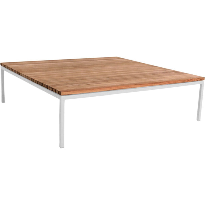 Photo of Bönan Lounge Table Large - Teak Table Top - Light Grey Aluminium Frame - Coffee Table Outdoor - Metal/Textile/Synthetic