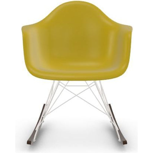 Photo of Eames Plastic Armchair RAR - 34 Mustard - White Base - Dark Maple - Dining Chairs - Metal/wood/plastic