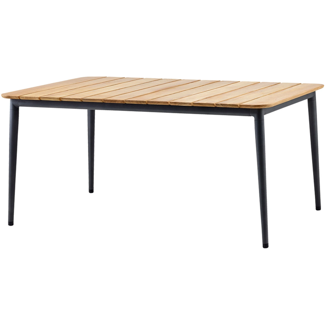 Photo of Core Dining Table, 160x90, Lava Grey, Table Top: Teak, Frame: Aluminium - Outdoor Dining Table - Foersom & Hiort-lorenzen Mdd - Grey - Metal/Wood