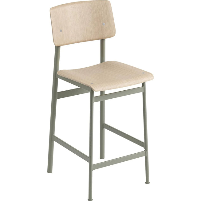Photo of Loft Bar Stool - H:65cm - Dusty Green/Oak - Metal/wood