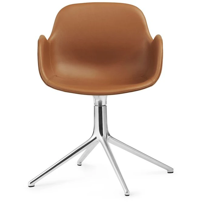 Photo of Form Armchair - Drejestel 4l Fuldt Polstret - Lænestol - Stel: Aluminium / Ultra Leather: 41574 (brandy) - 41599 (black) - L: 70,5 X H: 80 X Sh: 44 Cm