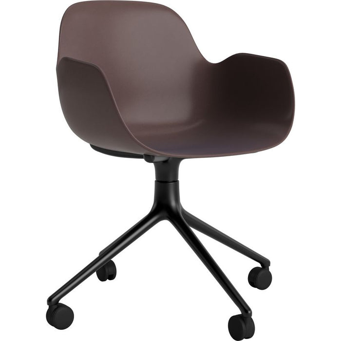 Photo of Form Armchair Swivel 4w Alu - Kontorstol - Brown / Black Aluminum - H79 X W56 X D52 X Sh44 Cm