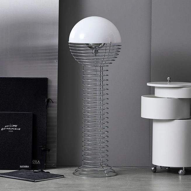Photo of Wire Floor Lamp Chrome/White - Shade Lamps