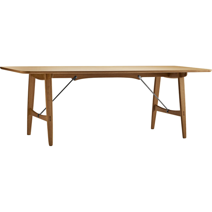 Photo of Carl Hansen - Bm1160 Hunting Table, Oiled Oak, Stainless Steel - Dining Table - Børge Mogensen - Wood - Metal/Wood