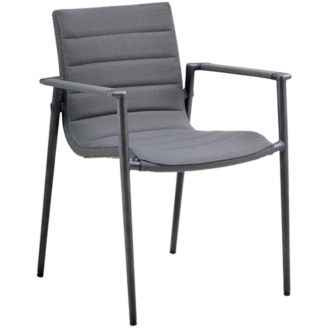 Photo of Core Chair with Armrests, Cane-line Softtouch, Grey, incl. Quickdry Foam, Stackable - Outdoor Dining Chairs - Foersom & Hiort-lorenzen Mdd - Grey - Metal/Textile/Foam
