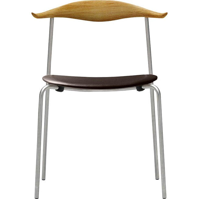 Photo of Carl Hansen - Ch88p - Upholstered seat, oiled oak, leather group B Thor - 306, stainless steel legs - dining chairs - Hans J. Wegner - brown - metal/wood