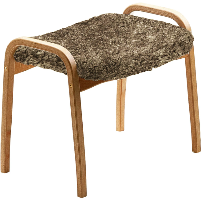 Photo of Lamino Stool, Oak, Sheepskin Sahara - Footstools - Yngve Ekström - Brown - Wood/textile/wool
