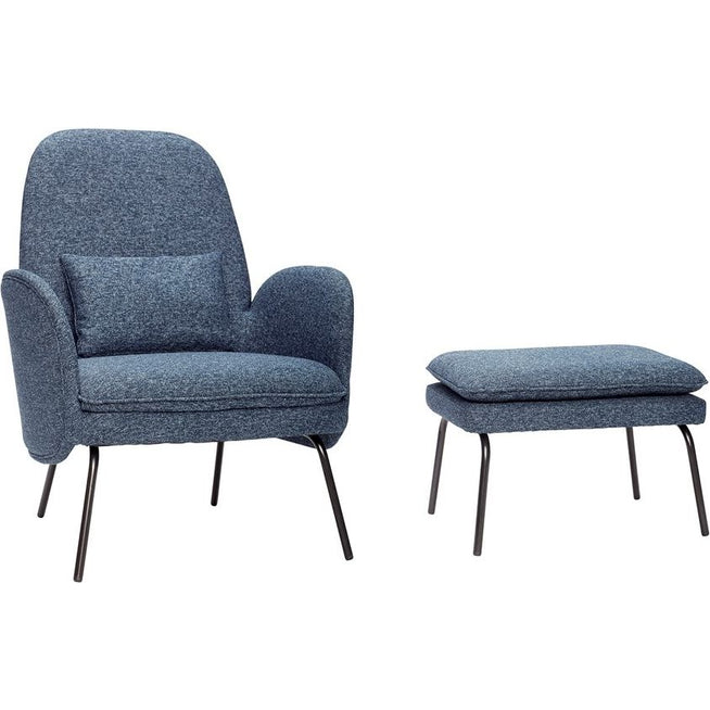 Photo of Armchair with footstool - blue