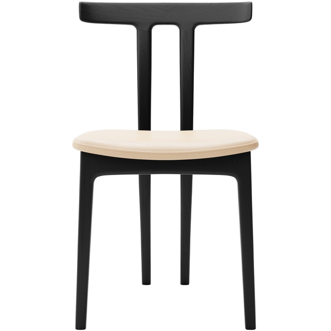 Photo of Carl Hansen - Ow58, T-chair, Oak Black, Leather Cat. C Sif 90 - Matstolar - Ole Wanscher - Läder/trä/skum