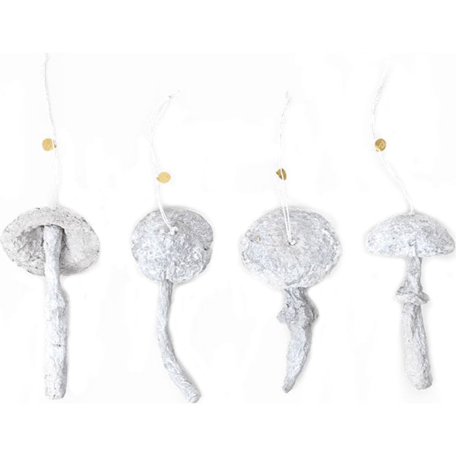 Photo of Mushroom Ornaments - Ophæng - Mushroom Ornaments - Set Of 4 - Faded White - W6.5 X D6.5 X H11 Cm