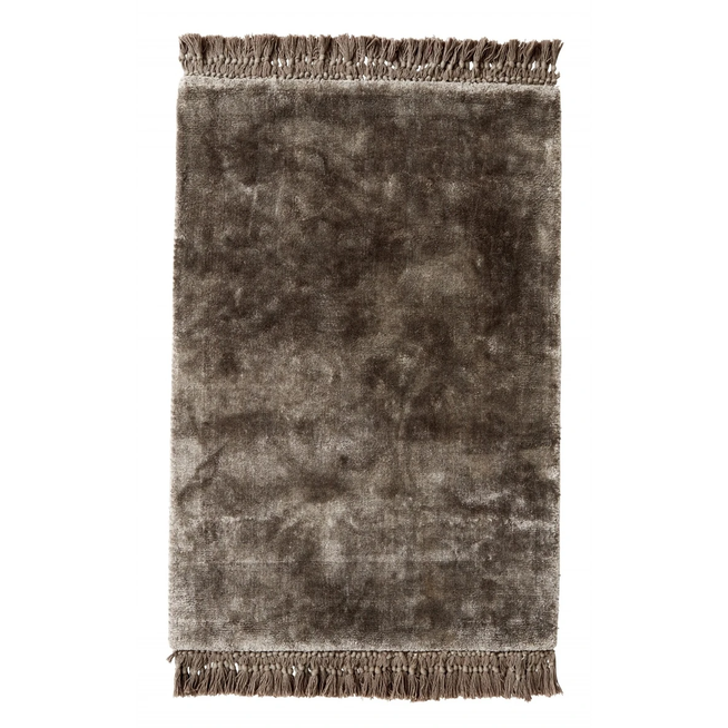 Photo of Noble rug with fringe - warm grey 200x290