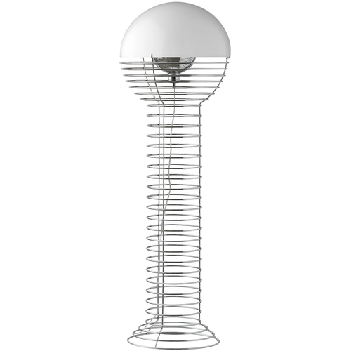 Photo of Wire Floor Lamp Chrome/white - Shade lamps - Verner Panton - White