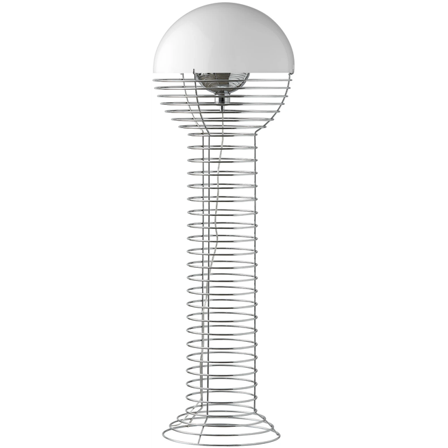 Photo of Wire Floor Lamp Chrome/white - Shade lamps - Verner Panton - White