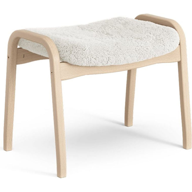 Photo of Lamino Footstool Sheepskin Off-white, Natural Lacquered Beech