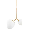 Thumbnail photo of Two hanging lamp brass with two white glass shades