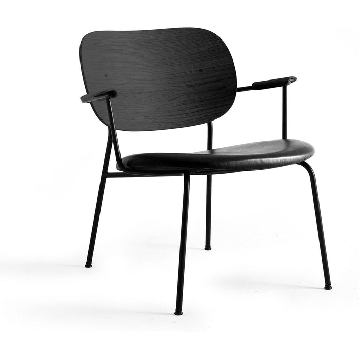 Photo of Co Lounge Chair Black Base Black Oak Back, Dakar 0842 - Dining Chairs - Norm Architects - Black - Leather/Metal/Wood/Foam