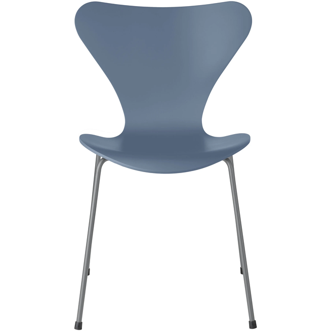 Photo of Sjuan 3107 Dusk Blue Lacquered/silver Grey - Dining chairs - Arne Jacobsen - Blue - Metal/wood