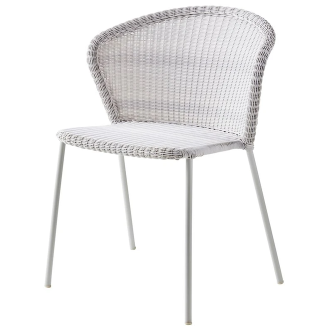 Photo of Lean Chair - Dining Chair - Chair - White-Grey - Cane-line Weave - W: 59 x D: 59 x H: 80 x Sh: 46.5 cm