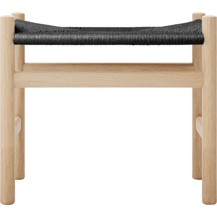 Photo of Carl Hansen - Ch53, oak, white oiled, black braided, 39 cm - footstools - Hans J. Wegner - wood-coloured - paper/wood