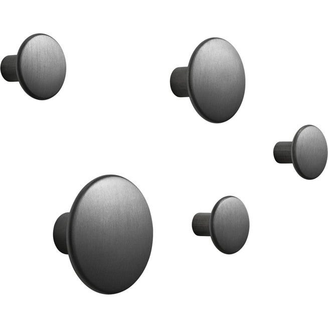 Photo of The Dots Metal Coat Hooks Set Of 5, Black - Krokar - Lars Tornøe