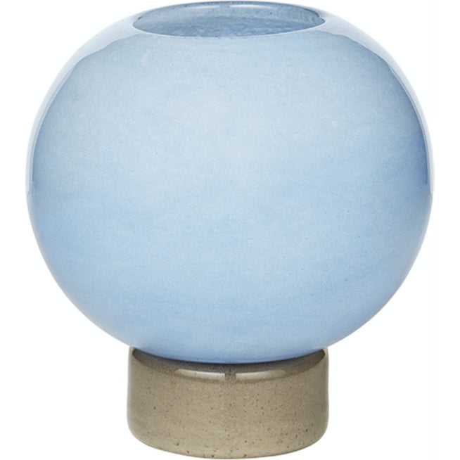 Photo of Mari Vase Glass Light Blue/Taupe - Ø20xH21cm