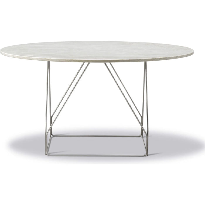 Photo of JG Table 6568 By Jørgen Gammelgaard - Dining Table - Ivory Quartz / Polished Stainless Steel - Ø140 X H72 Cm