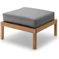 Virkelyst Pouf - Teak - Fossflakes Padding - Outdoor Textile / Ash - Outdoor Stools & Poufs - Grey